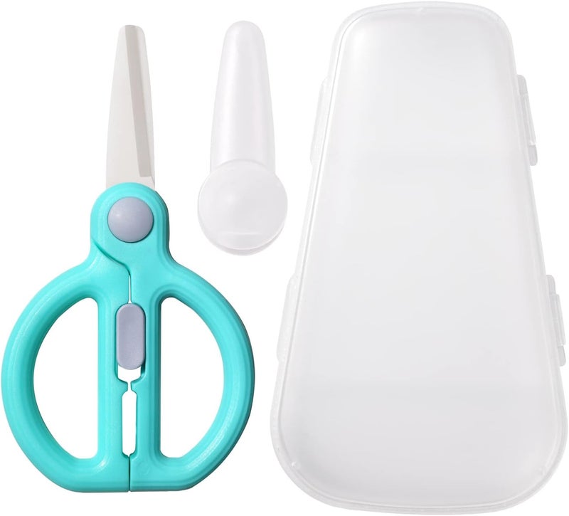 Artenny Baby Food Scissors with Travel Case, Ceramic Food Scissors Kids, Toddler Scissors with Safety Lock, Ideal for Pizza, Meats, Noodles, Vegetables, and Fruits (D) - Image 1